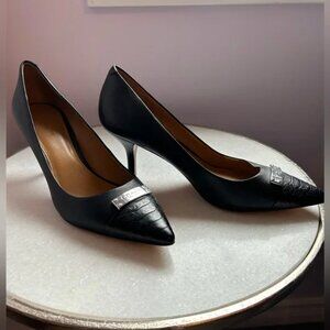 Coach Zan leather pumps with snakeskin and Coach insignia detail